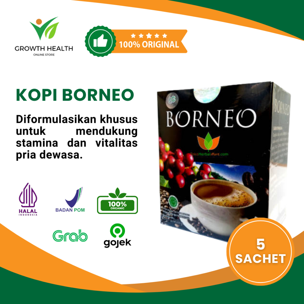 Kopi Borneo Minuman Kesehatan Kopi Perkasa Stamina Pria Dewasa Isi 5 Sachet ORIGINAL