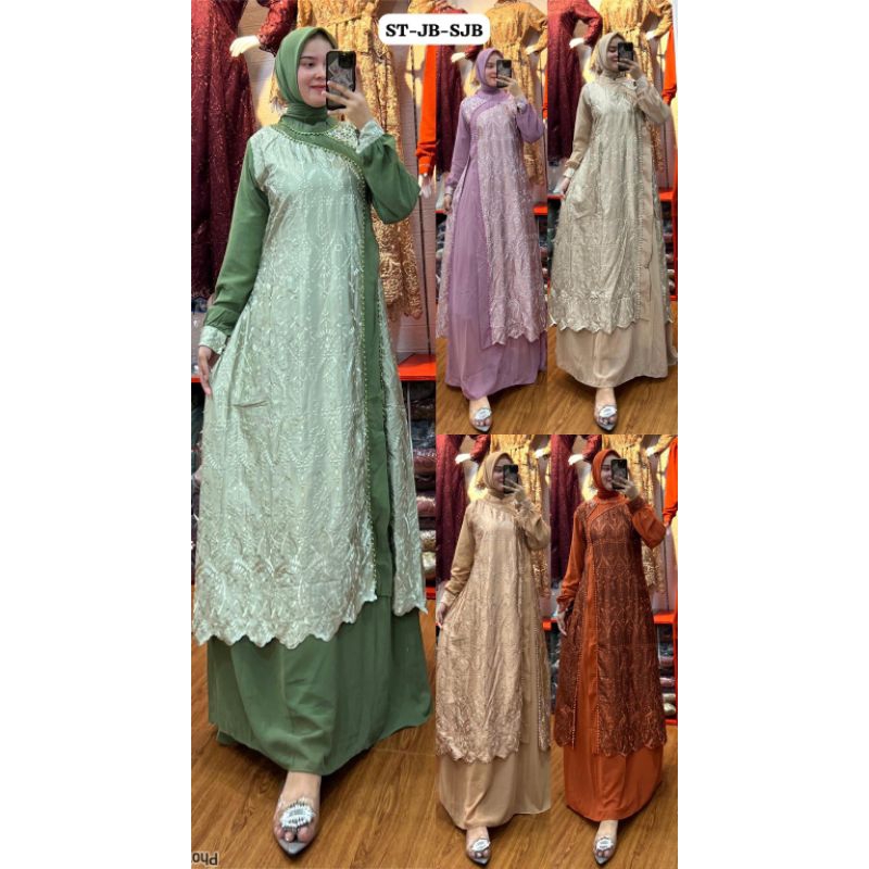 GAMIS CERUTY MIX KATUN BOLONG PAYET PREMIUM SET HIJAB