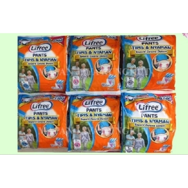 Lifree Popok Perekat Dewasa Satuan ukuran M/L/XL Sachet Renceng