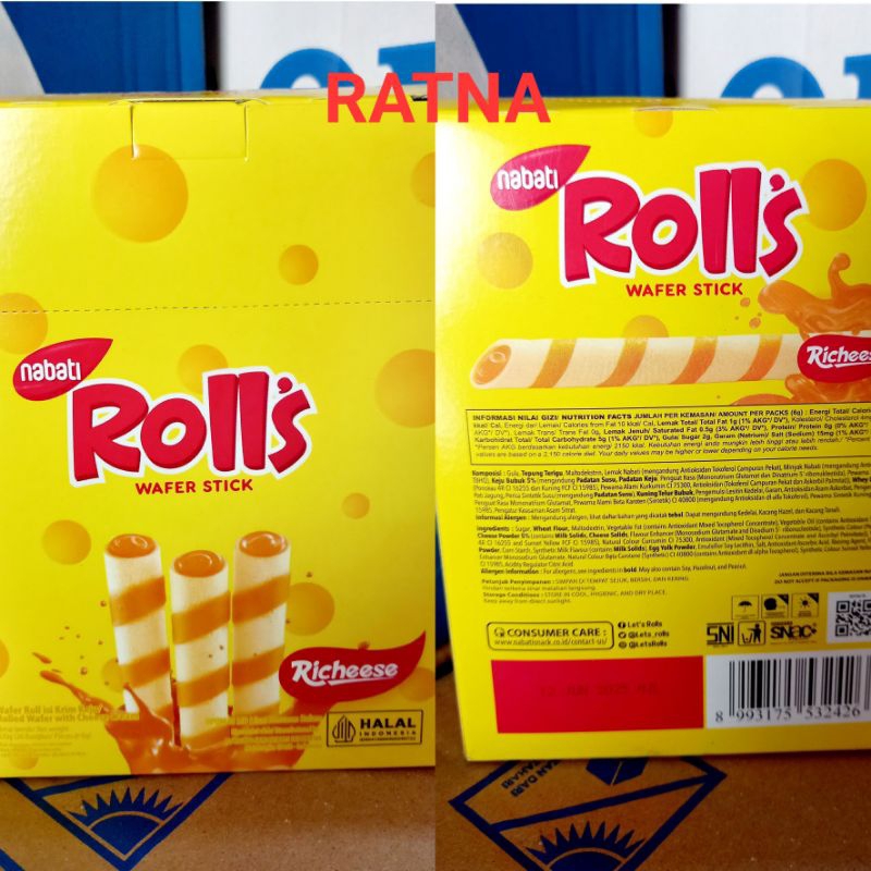 

NABATI RICHEESE KEJU ROLLS ASTOR 7gr ( 1 BOX Isi 20 Pcs)