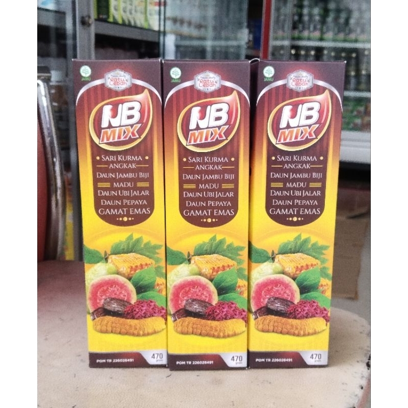

NB Mix Sari Kurma Angkak Daun Jambu Biji Madu Daun Pepaya daun ubi jalar Gamat Emas