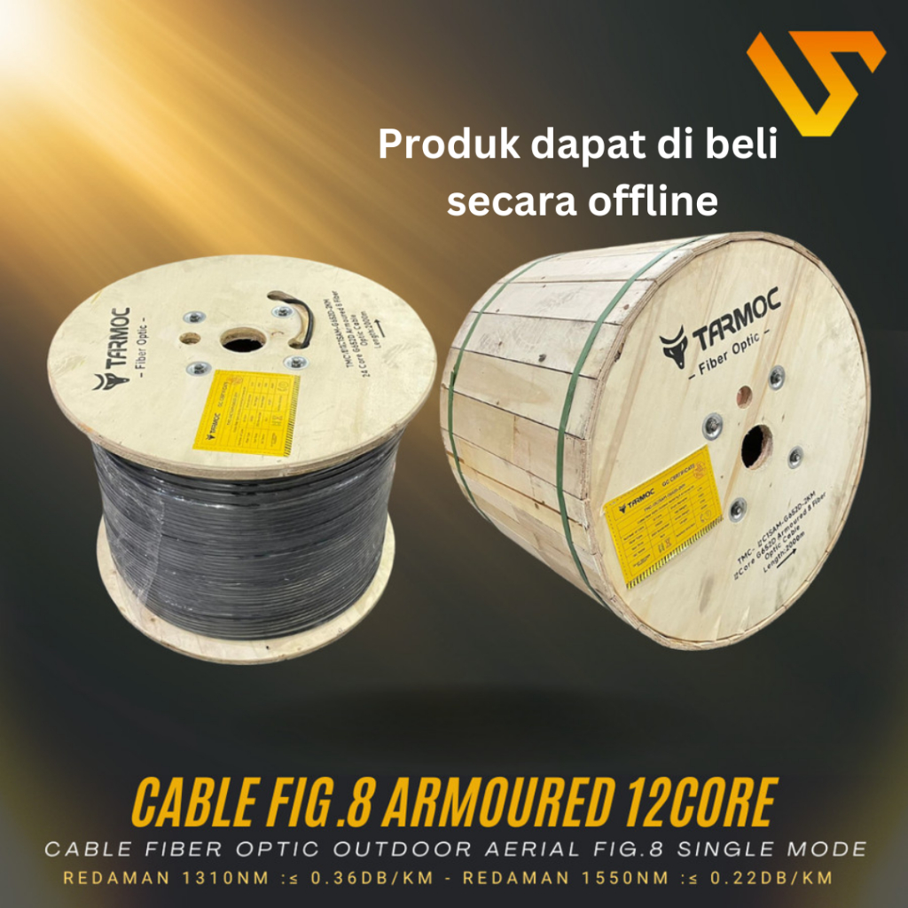 Tarmoc Fiber Optic Cable Fig 8 Armoured 12 Core 2000m | Kabel Fiber Optik Fig8 armored Indoor Outdoo