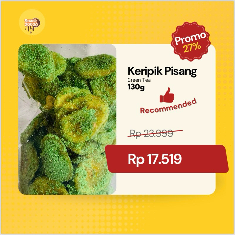 

PROMO Keripik Pisang 130g Bumbu Tabur Premium (Free Packing Buble Pengaman)