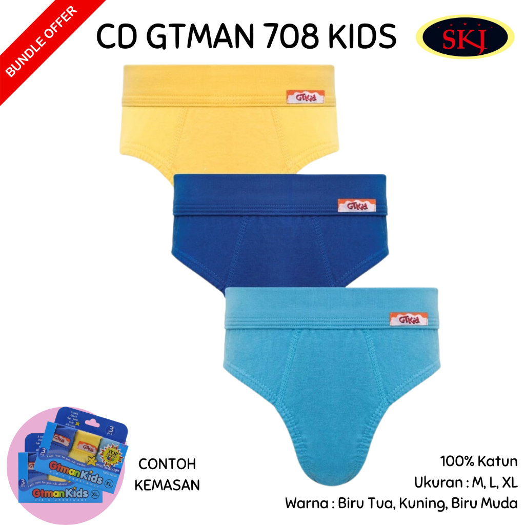 [ISI 3] CD Anak GTMAN 708 Kids / Celana Dalam Kids GT-Man Katun Mini Briefs S-XL