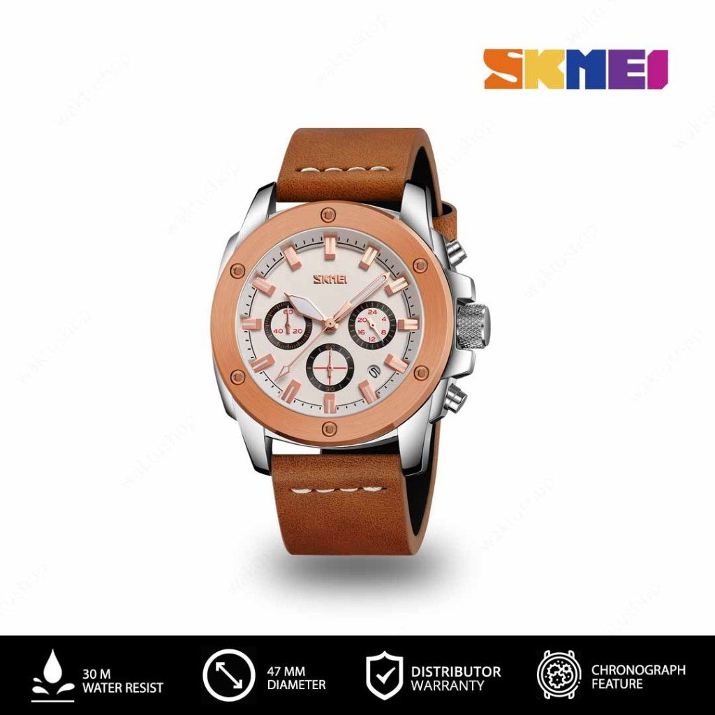 SKMEI 9327 Original Jam Tangan Pria Analog Leather Tahan Air
