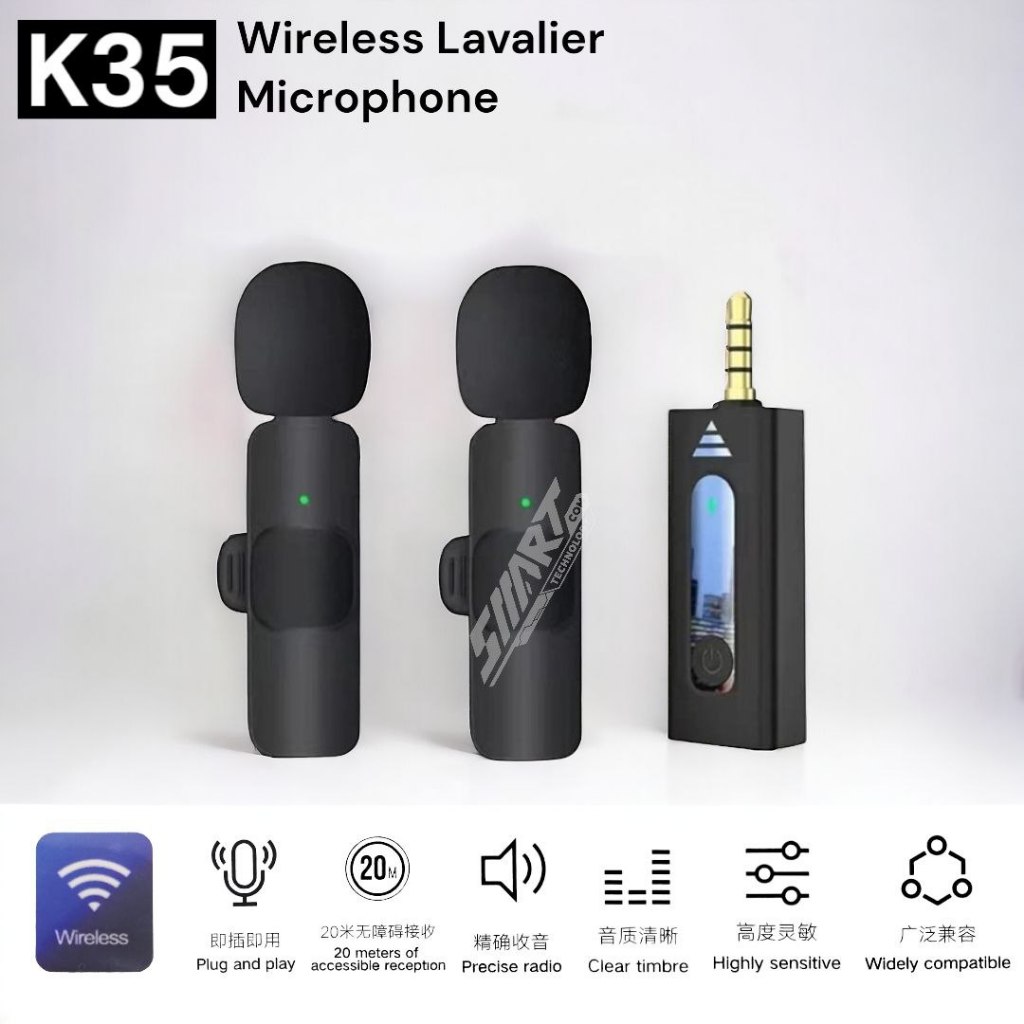 Microphone Wireless Clip Jack 3.5mm - Clip On Mic Wireless Noice Reduction Vlogging Singing