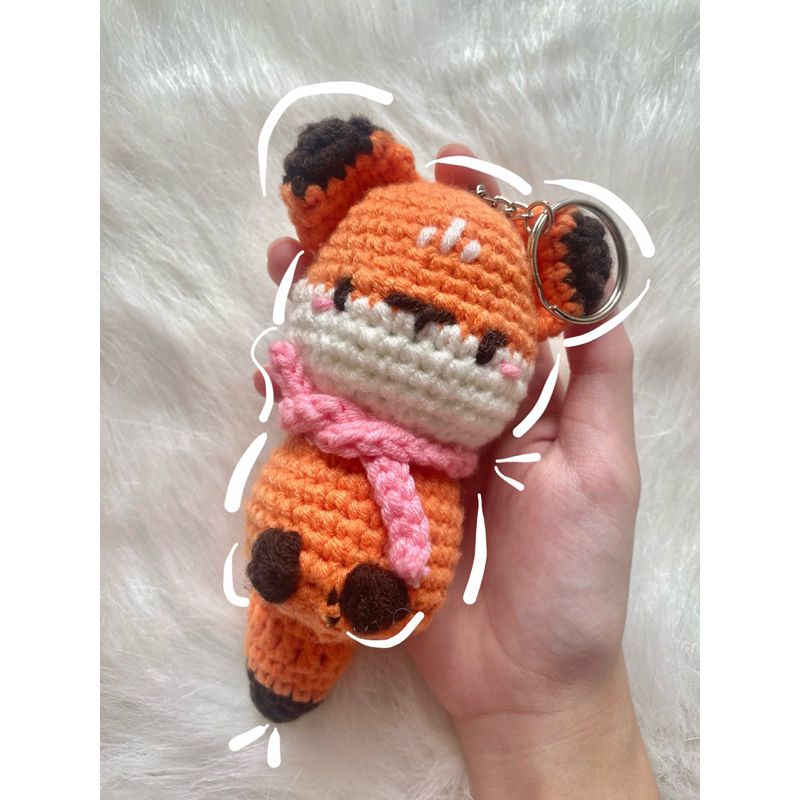 (READY) Fox w/Shawl Crochet Keychain | Fox Crochet Bagcharm | Rubah Rajut d/Syal Rajut | Eternal Fox