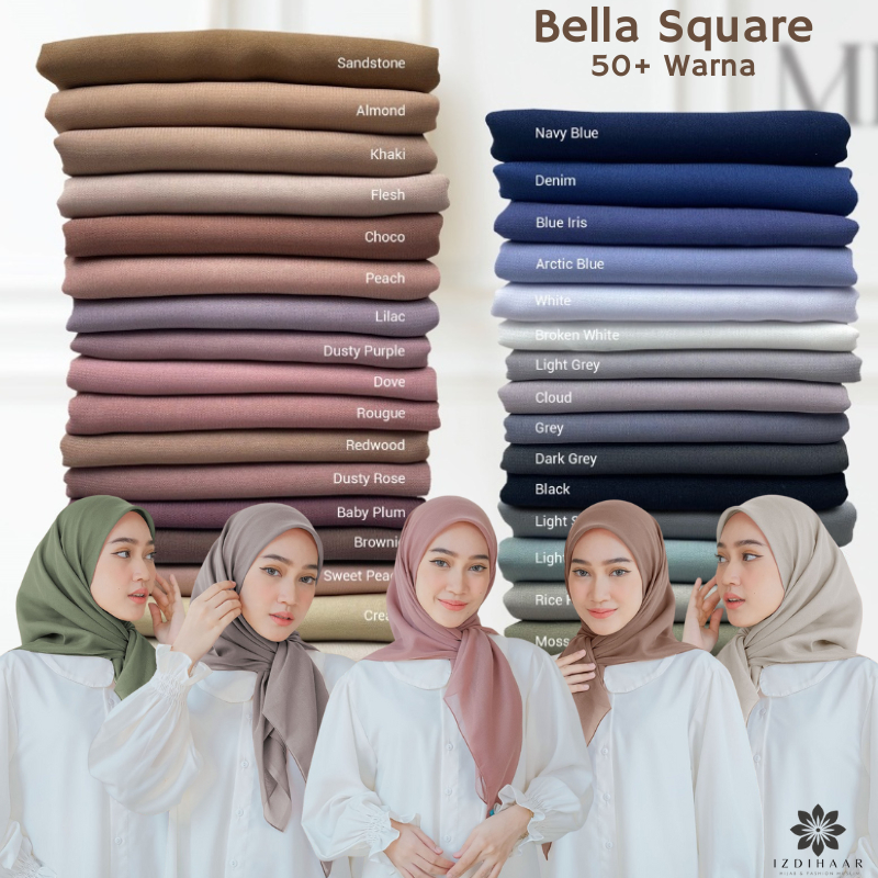 Jilbab Bella Square Premium Anti Letoy Hijab Segi Empat 60 Warna Jilbab Bella Square Premium Kerudun