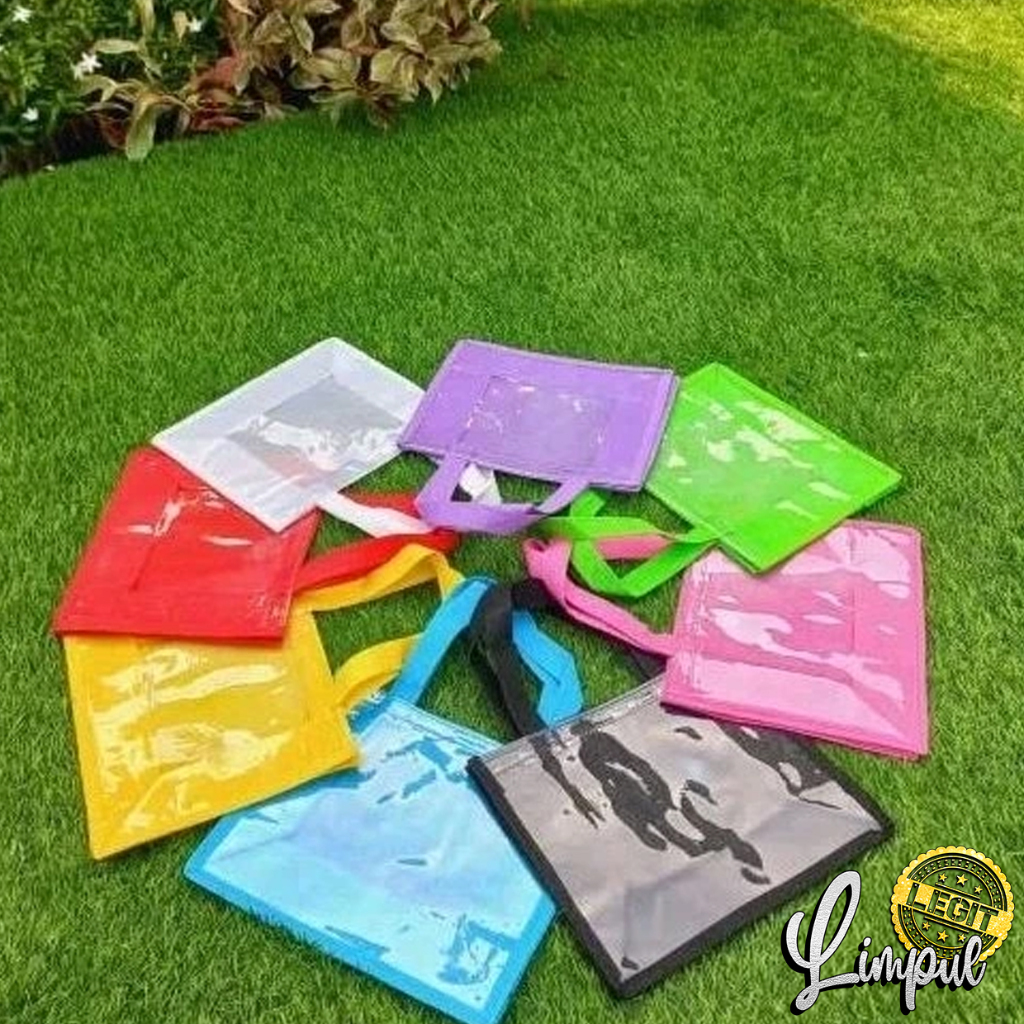 

Tas Hajatan Mika Transparan Mix Warna | Tas Murah Mix Kain Mika | Tas Hampers Belanja Goodie Bag