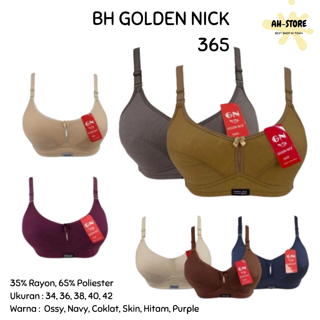 BH GOLDEN NICK 365 Ukuran 40-42 Kait 2 / BH Busa Tipis Tanpa Kawat / PAKAIAN DALAM WANITA Premium - 