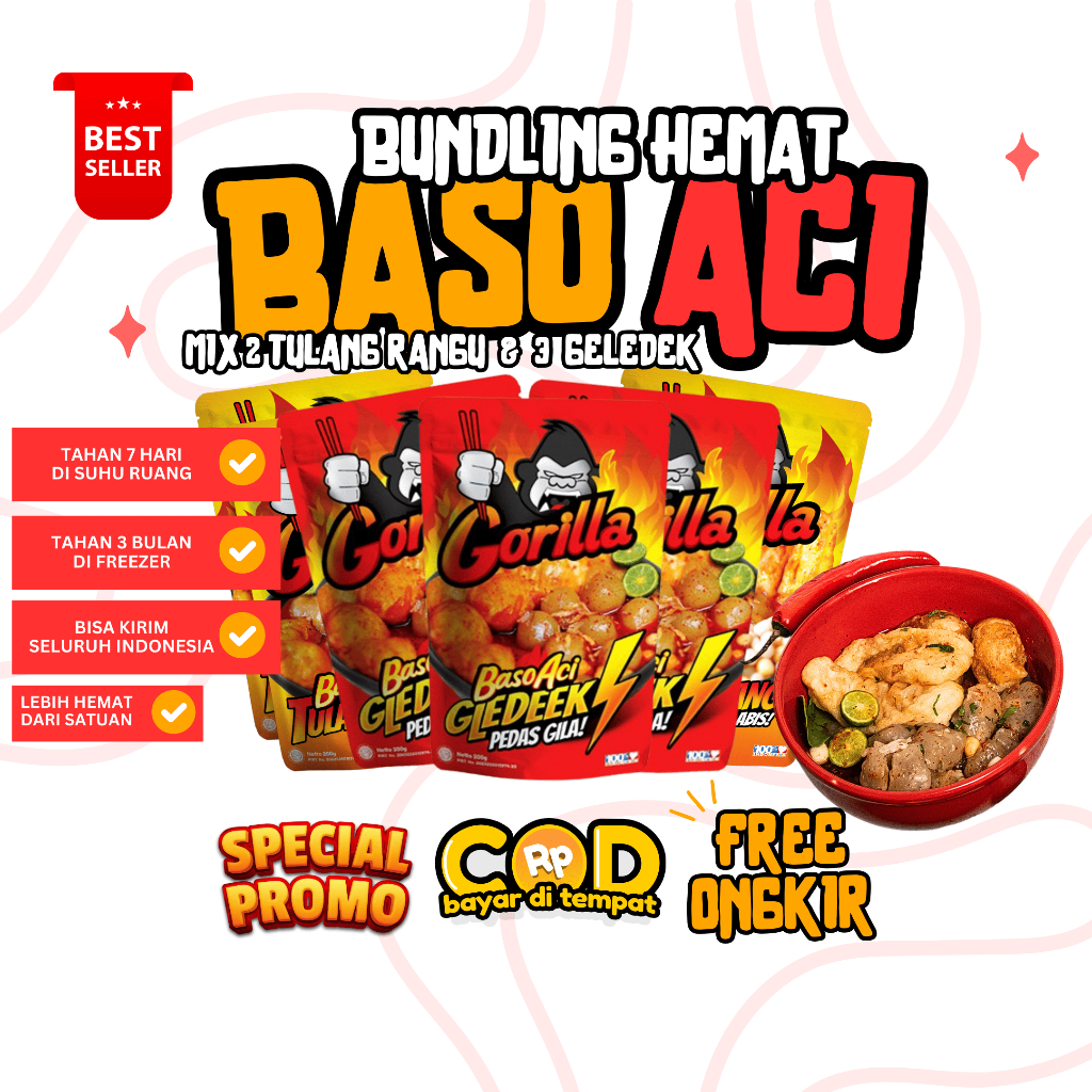 

PAKET HEMAT MIX BASO ACI - BASO ACI GLEDEEK 3PCS BASO ACI GLEDEEK & BASO ACI TULANG RANGU 2PCS MURAH