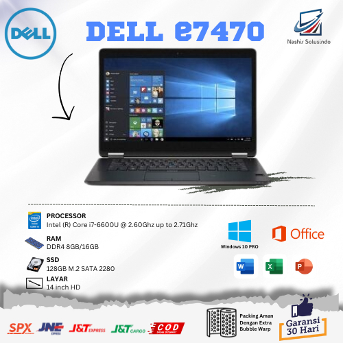 Dell Latitude E7470 Core i7 6300-U/ 8GB/ 128GB Second Mulus Bergaransi