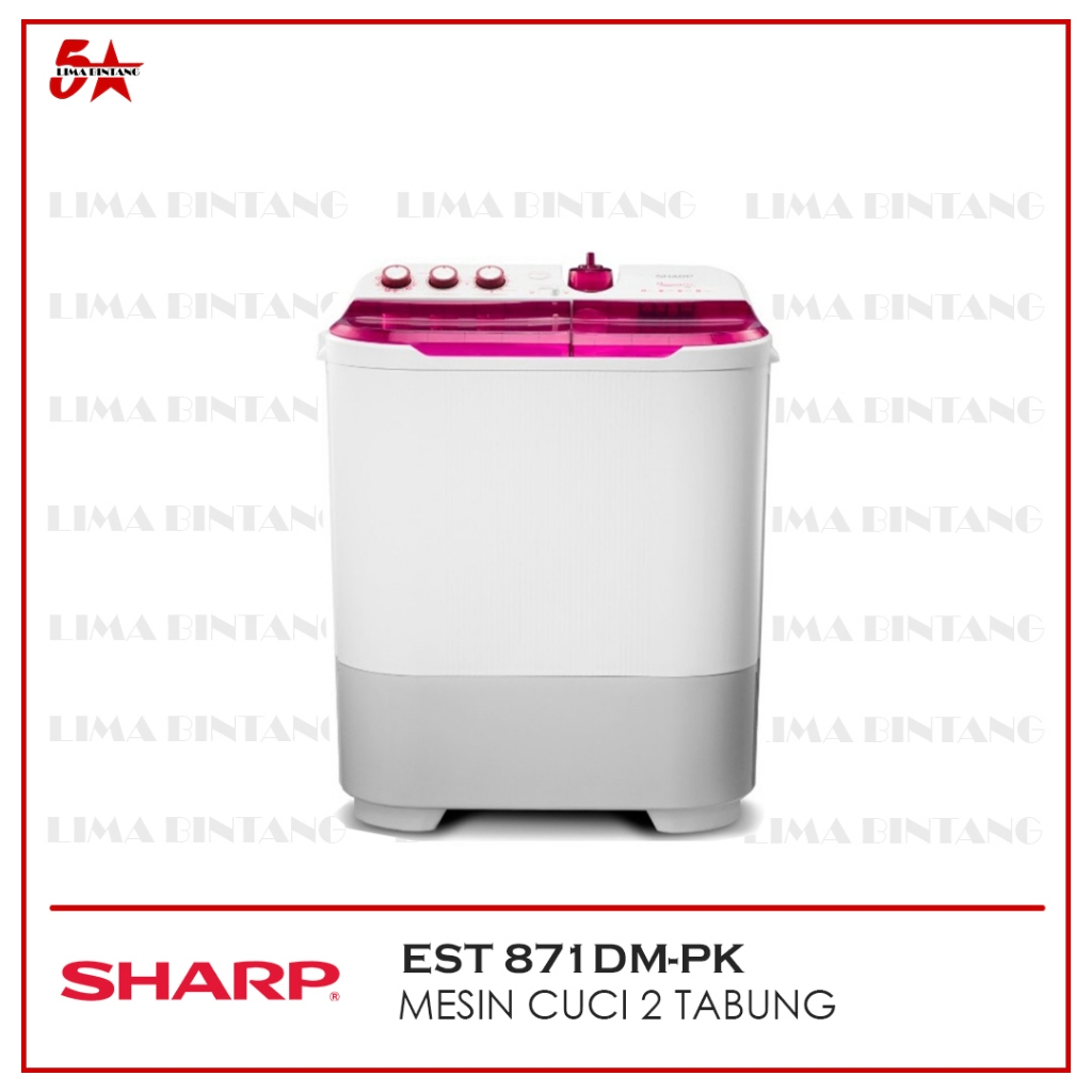 SHARP MESIN CUCI 2 TABUNG ES-T871DM-PK / EST 871 DM PK PINK - PK