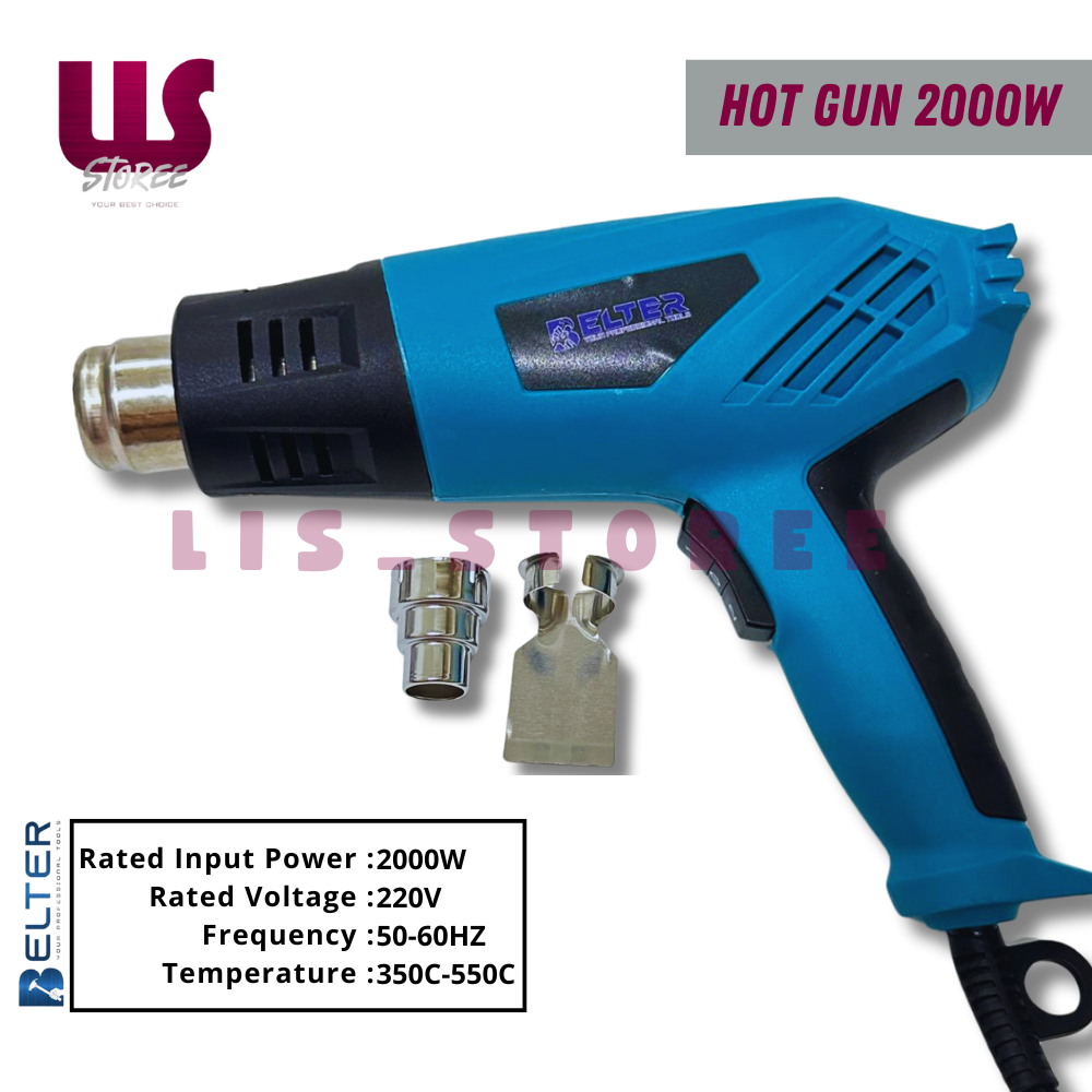 BELTER Hot Gun Air Heat Gun 2000W 220V Mesin Pemanas Plastik Sticker
