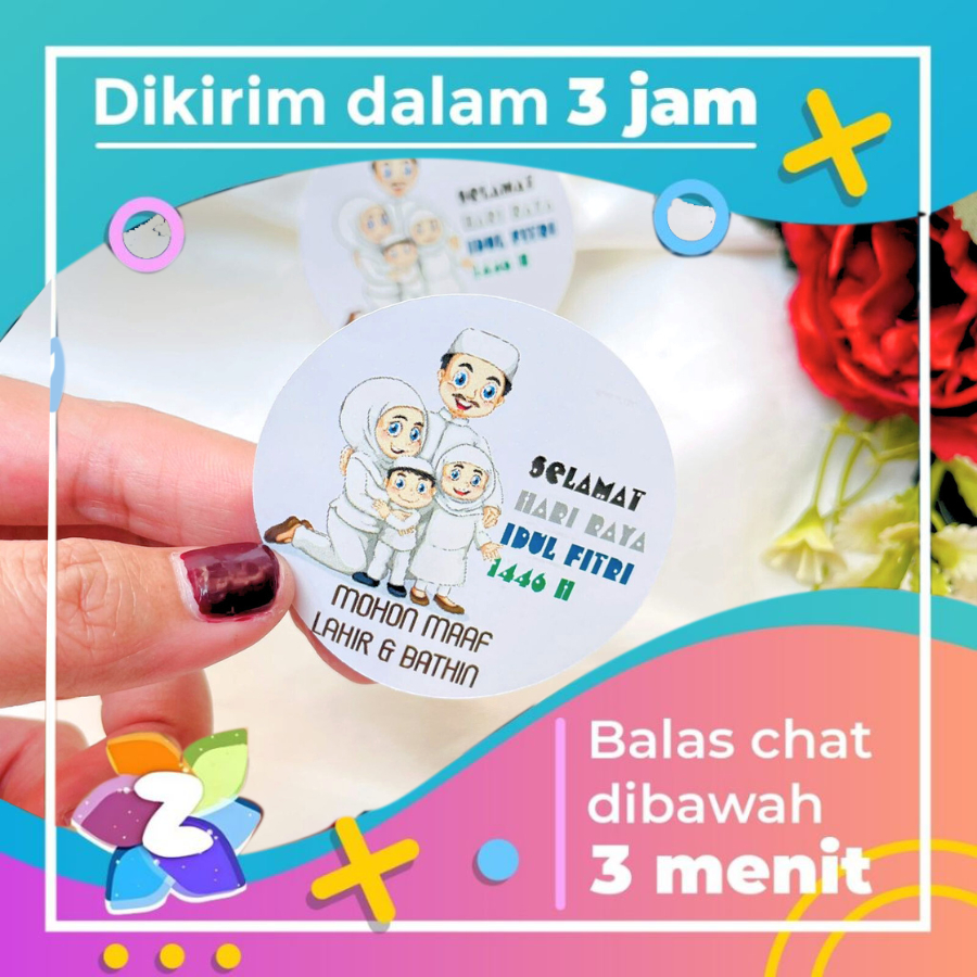 

5-8 Zennida Sticker Toples Tema Lebaran Stiker Idul Eid Fitri Label Ramadhan Custom Free Desain