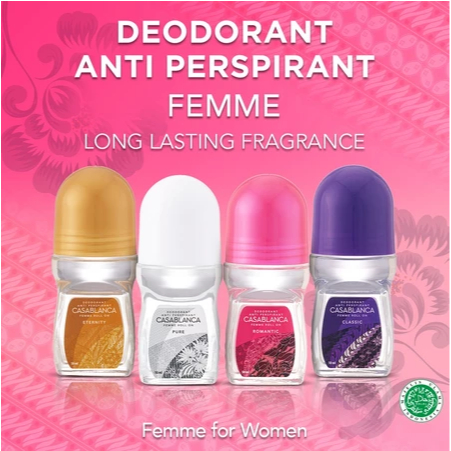 Casablanca Deodorant Roll On For Women Femme 50ml / Deodoran Wanita