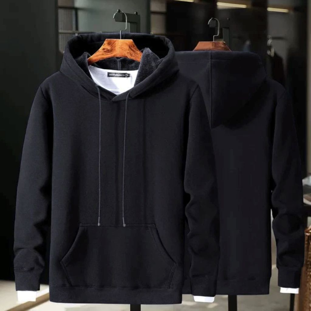 (PROMO termurah) Sweater Hoodie Polos Hitam[ sweater hoodi polos keren[ hoodi polos hitam