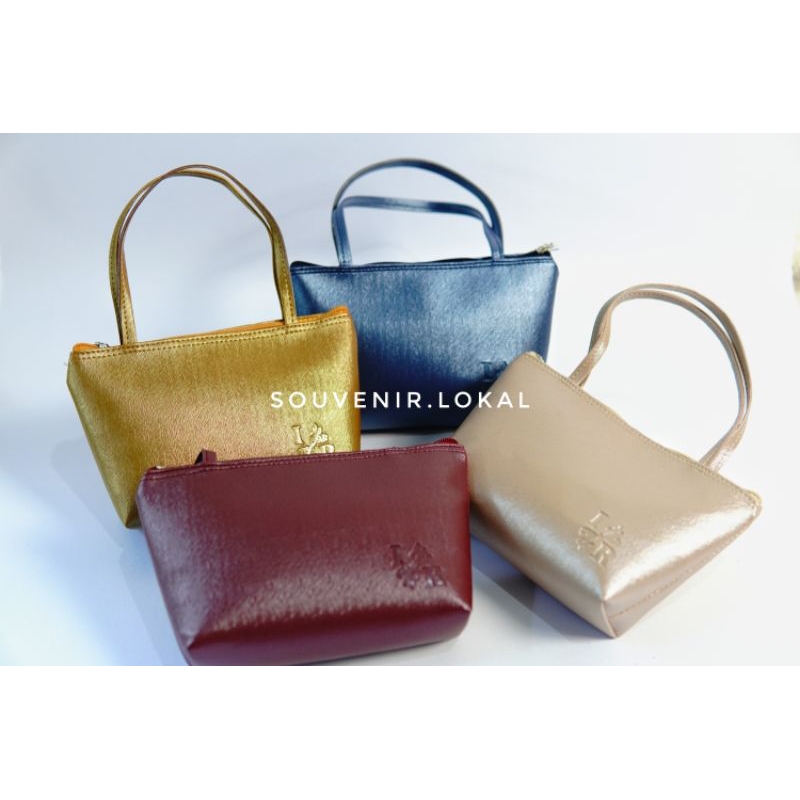 SOUVENIR PERNIKAHAN BERMANFAAT TAS POUCH, KOSMETIK, SKINCARE BAHAN METALIK