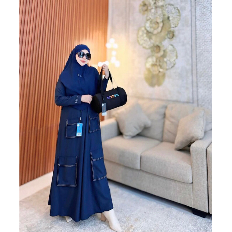 [SALE] SET GAMIS & KHIMAR SISESA BLUE LOOK