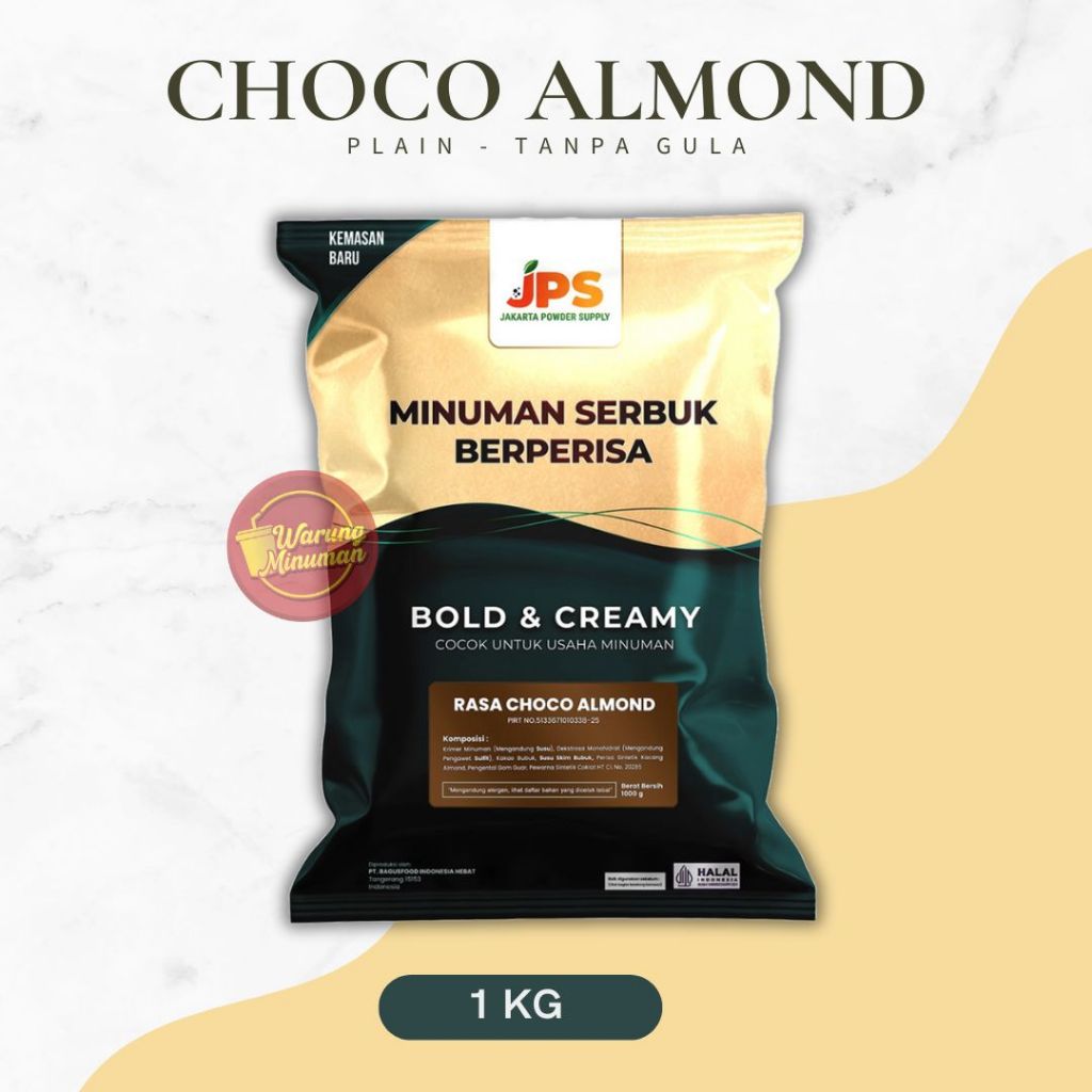 

JPS Plain Choco Almond 1 kg Premium Bubuk Minuman Cokelat Tanpa Gula / Serbuk / Chocolate Powder