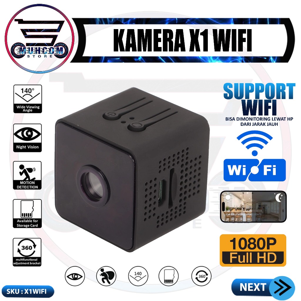 Kamera CCTV Mini Portabel X1 WiFi Full HD 1080P Kamera System Keamanan Rumah Kantor Kecil Tersembuny