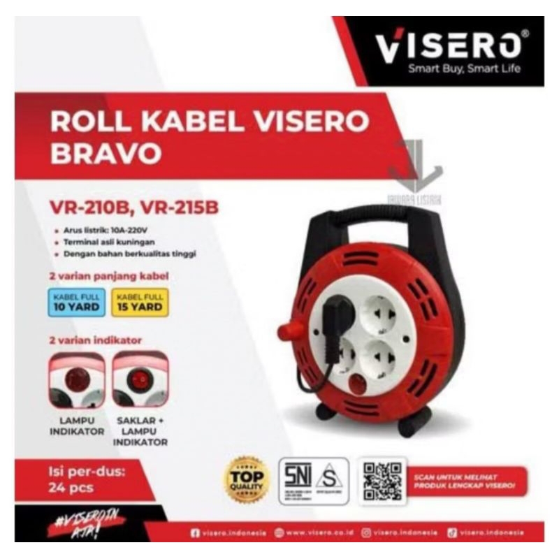 Roll Kabel Visero Full 10 Meter Bravo SNI - Roll Kabel SNI