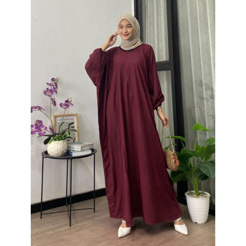 Gamis kaftan rayon Premium polos busui terbaru / gamis kaftan polos terlaris masa kini kaftan anak m