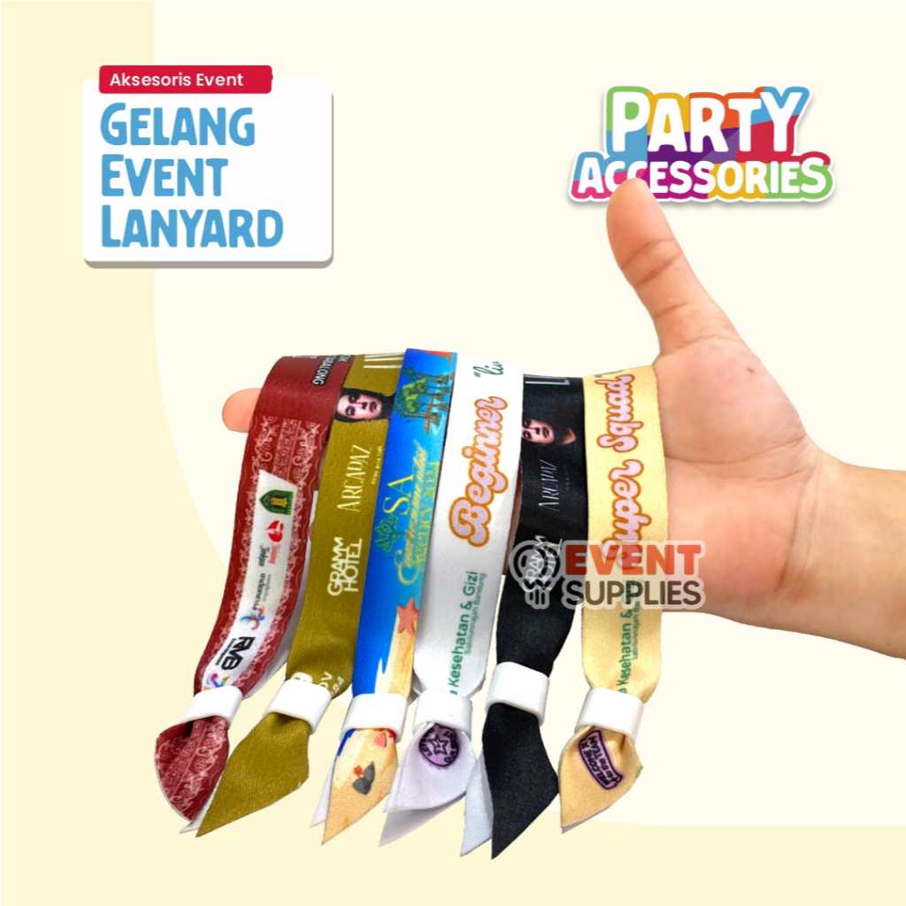 Gelang Ticket Lanyard Custom Event Konser Party Tiket / Wristband Ticket 1 Sisi Lock Ring