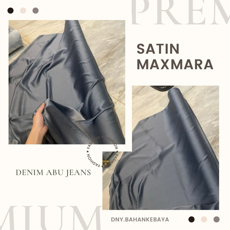 Kain Furing Kebaya Satin silk Maxmaraa Premium Warna Denim Abu Jeans