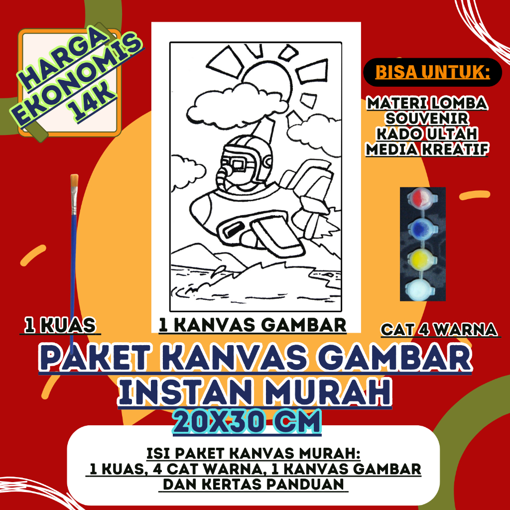 

Paket Murah Kanvas Lukis gambar instan 20x30 cm gambar isi cat, dan kuas