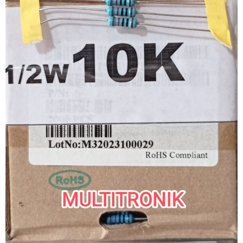 RESISTOR 10K 1/2WATT 1%  RESISTOR 0.5WATT 10K  METAL FILM TAIWAN
