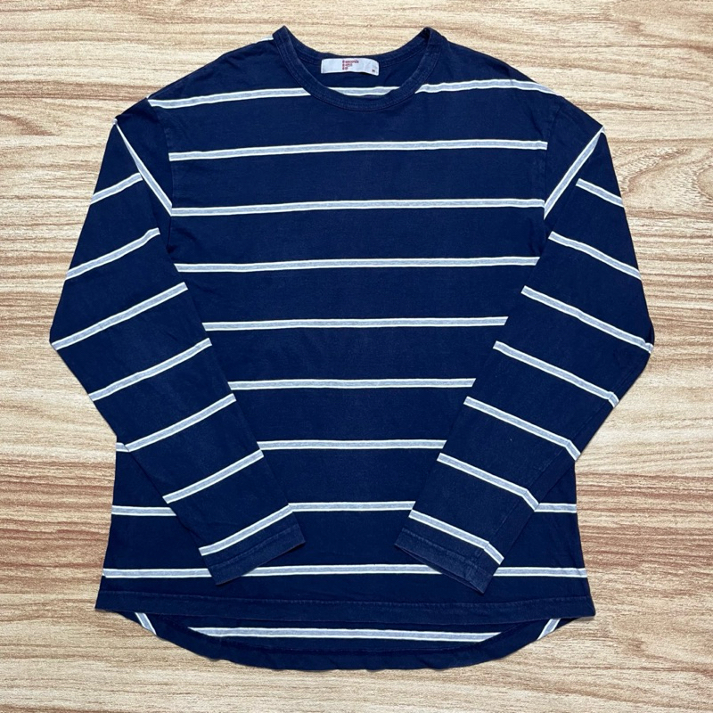 T-Shirt 8 SECONDS Striped Long Sleeve Navy Blue (L)