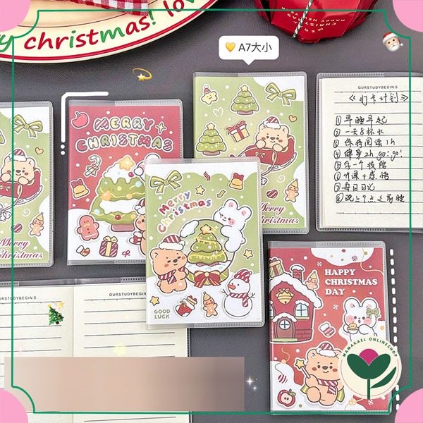 

Buku tulis kecil natal notebook mini ukuran A7 kertas bergaris motif cover natal Merry Christmas MK1875