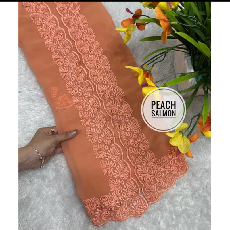 BAHAN KEBAYA BORDIR MOTIF UKIR/BAHAN KEBAYA BORDIR MOTIF TERBARU/BAHAN KEBAYA BORDIR MURAH