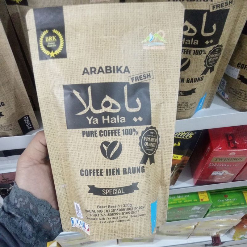 

Coffe Arabika Ya hala Coffe ijen raung premium Quality berat bersih 250gr