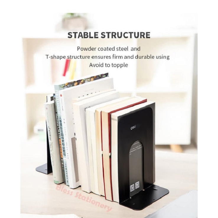 

Deli Penahan buku Pembatas buku 165mm Sandaran buku Penyangga buku Metal book end