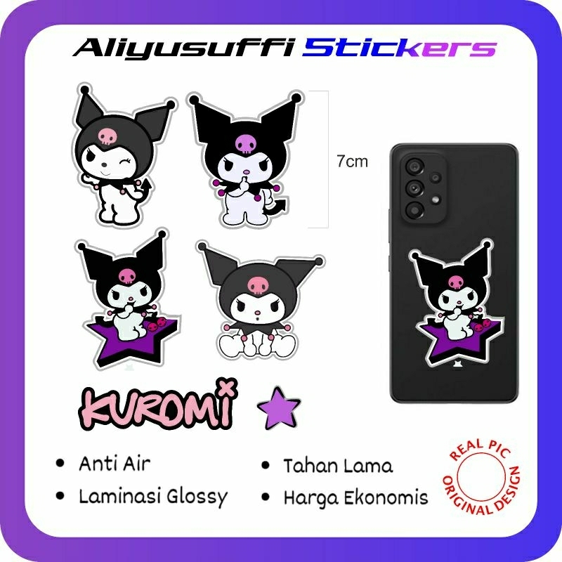 

Stiker Sticker Kuromi mini kecil universal Hp Laptop dll