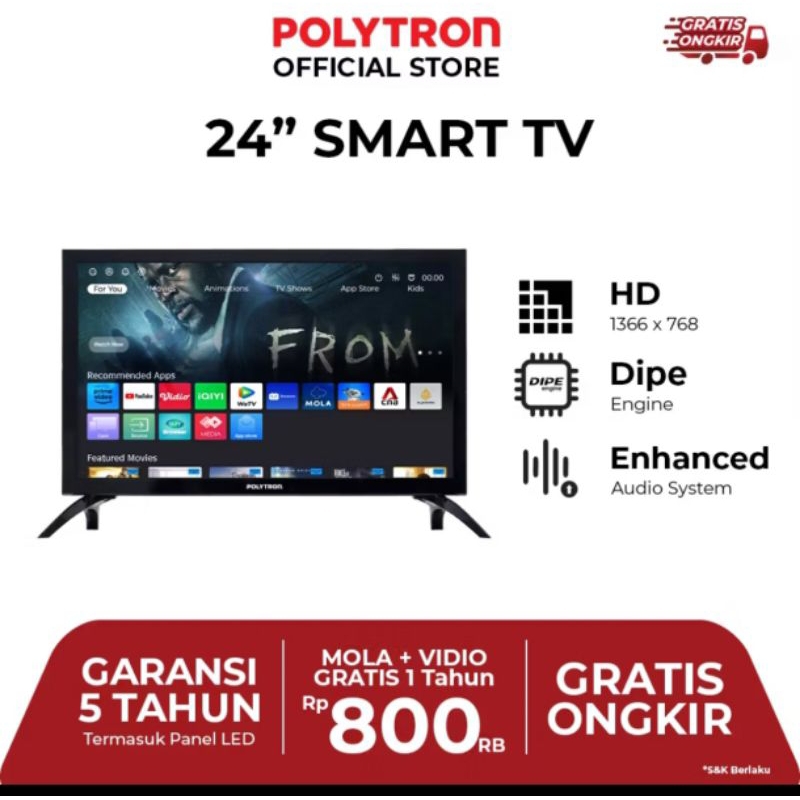 LED tv Polytron 24 inc smart tv/ LED TV Polytron 24CV