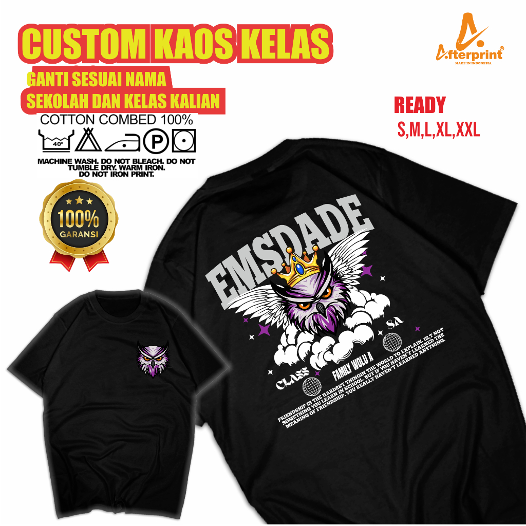 •KAOS KELAS CUSTOM MURAH | DESAIN KAOS KELAS | CUSTOM NAMA & LOGO AFTERPRINT BERGARANSI