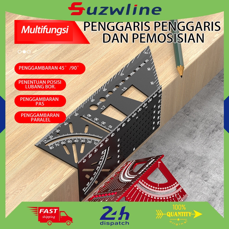 Penggaris Penggaris Kayu, Penggaris Aluminium, Penggaris Penggaris Sudut Kanan 45/90 Derajat