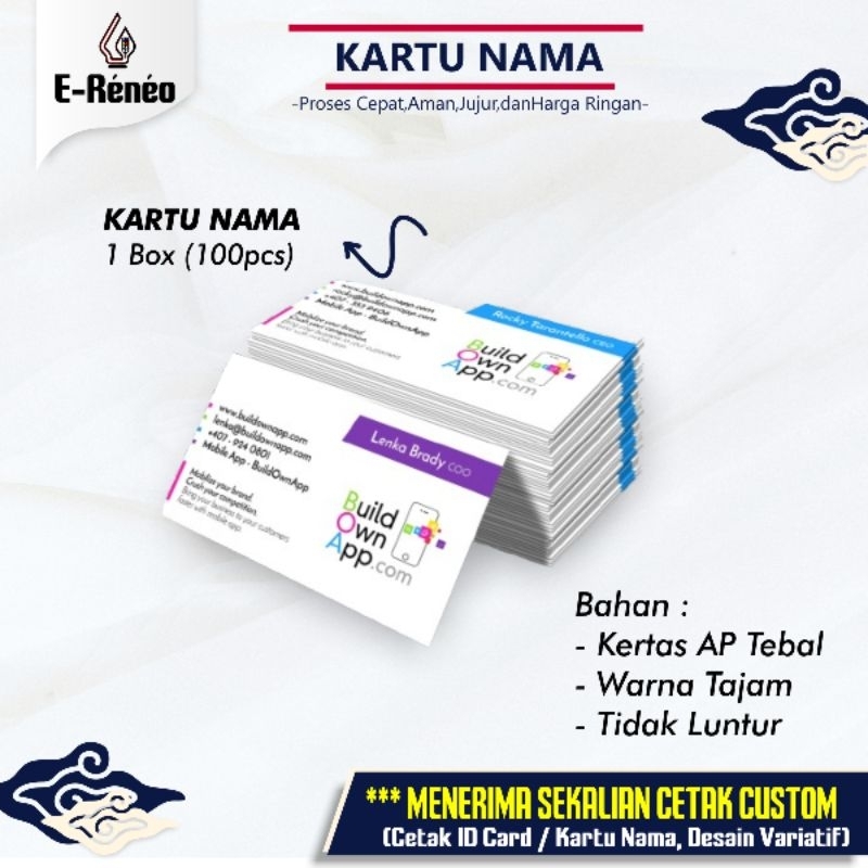 

CETAK KARTU NAMA/ DESAIN CUSTOM/ KARTU IDENTITAS USAHA