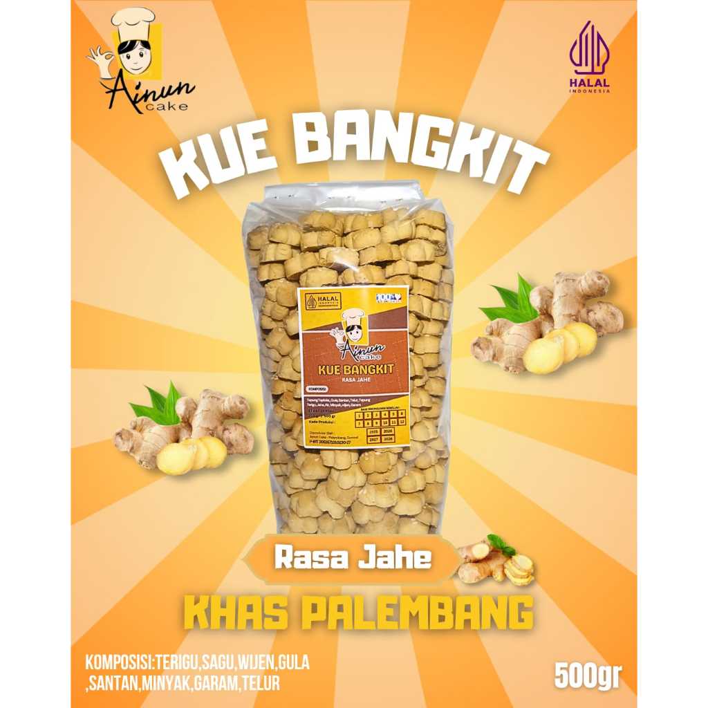 

kue bangkit rasa jahe ainun cake oleh oleh khas palembang 500 gr / kue lebaran /kue kering /snack /camilan /cemilan/makanan ringan /tanpa pengawet/tanpa pewarna /alami /halal /viral /jajanan legend /gurih /manis /bingen /cookies /pastry/hampers idul fitri