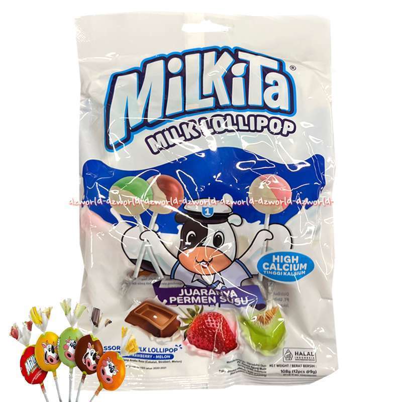 

Milkita Milk Assorted Lollipop 108 Gr isi 12 pcs