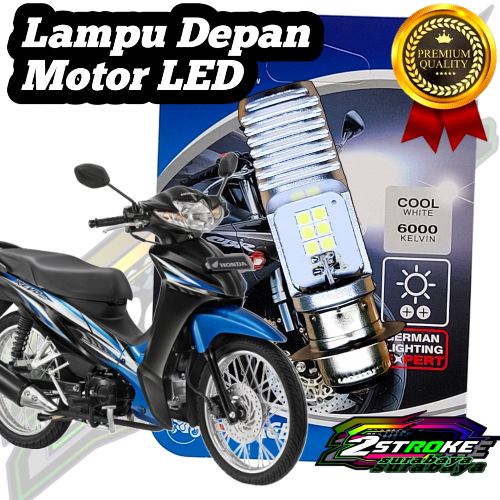 Lampu Depan Motor Honda Revo Absolute LED Putih Ac/Dc 12Volt M2b Pro Pengganti Dop/Bohlam Standart