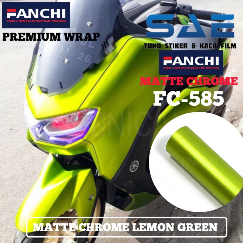 Sticker Skotlet Hijau Lemon Doff Matte Chrome Lemon Green Merek Fanchi Original Premium L-50Cm