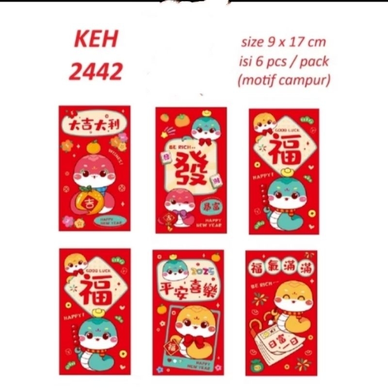 

Angpao Imlek Sincia Panjang Shio Tahun Ular Mix Lucu Amplop Merah Hongbao Karakter