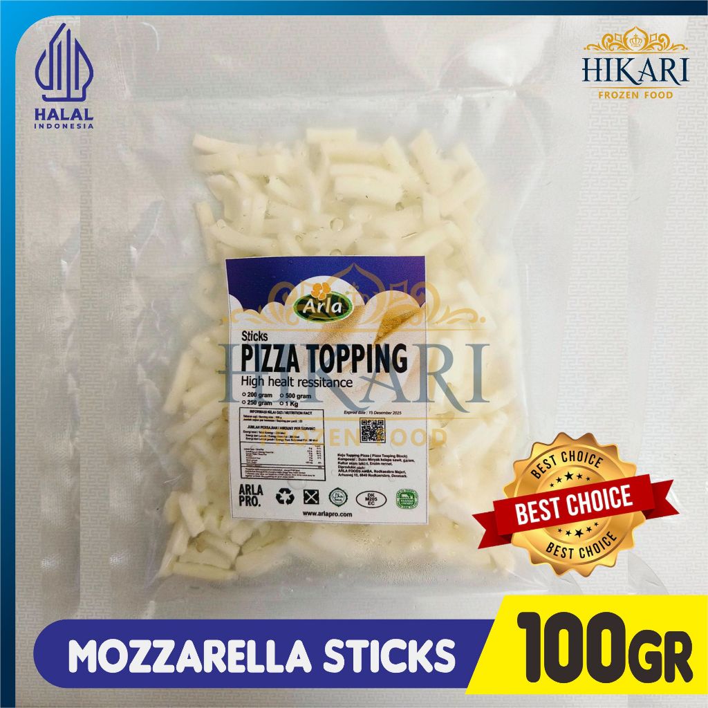 

Arla Pizza Topping Keju Mozzarella Sticks - Repack 100GR - Halal New EXP