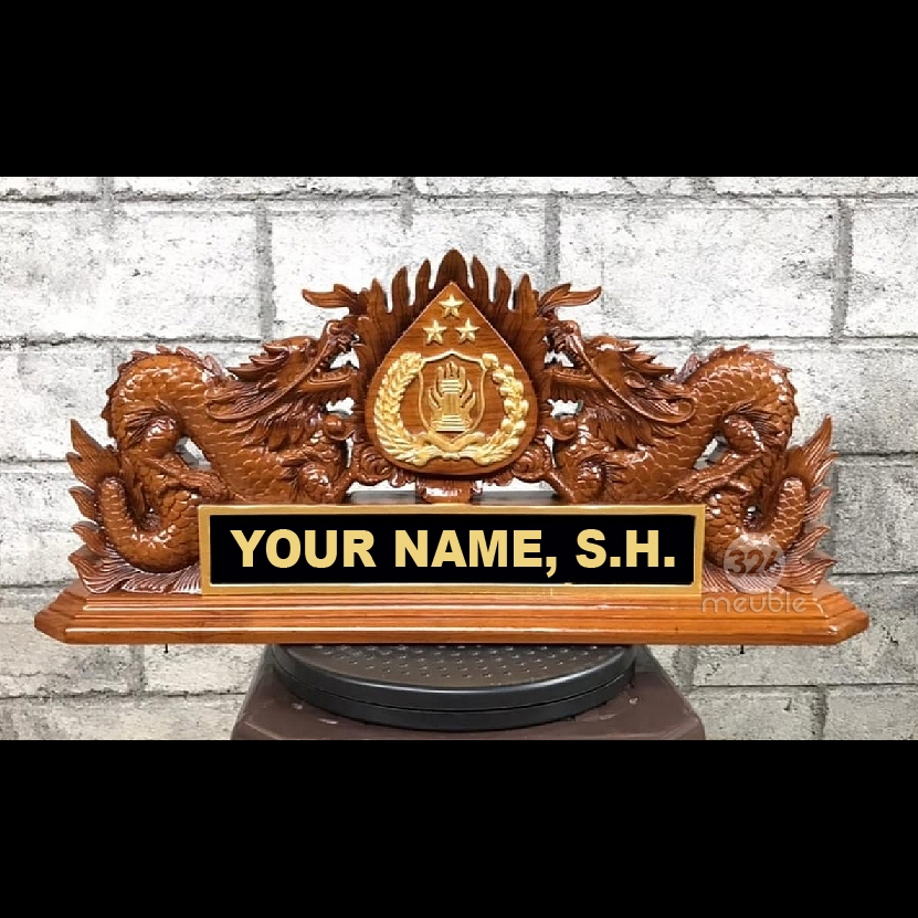 

Papan Nama Meja Kantor - Papan Nama Ukiran Naga - Papan Nama Kayu Ukiran Jati