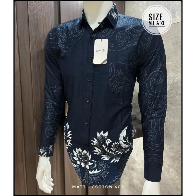 Batik Pria Navy Original Azwr Premium