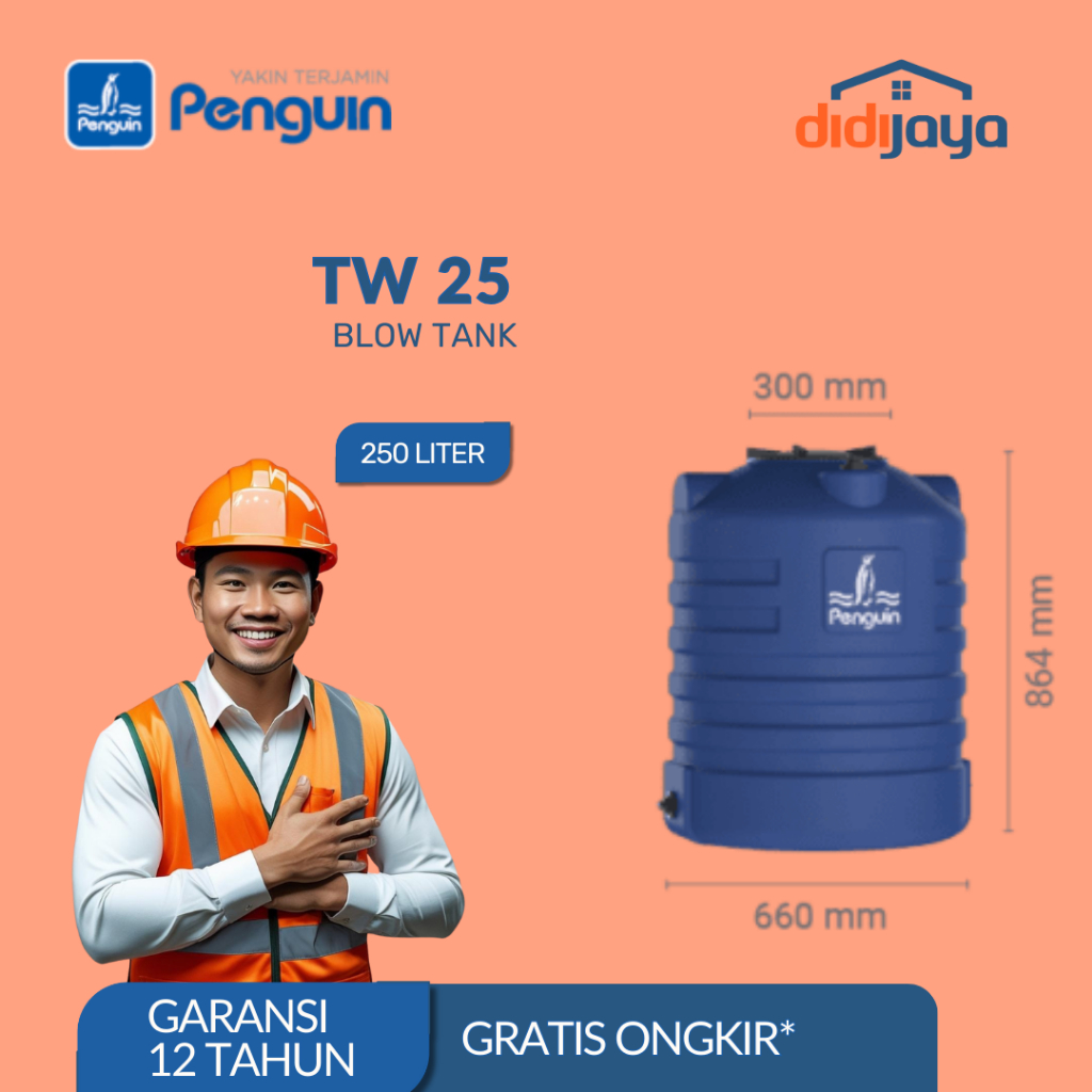 Tandon Air Blow Tank Penguin TW 25 250 Liter | Toren Air | Tangki Air Blow Tank Penguin Bergaransi